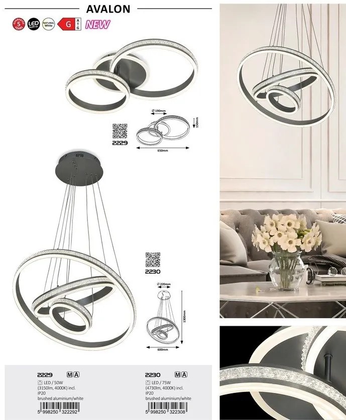 Lustra LED suspendata design modern Avalon