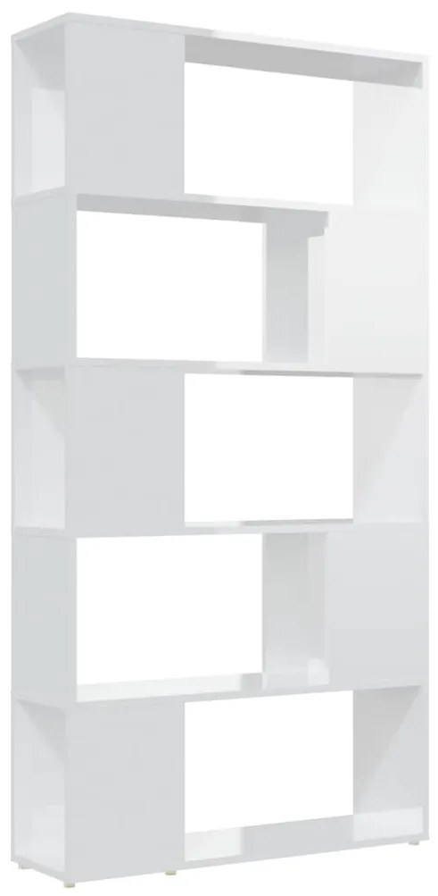 809149 vidaXL Bibliotecă/Separator cameră, alb extralucios, 80x24x155 cm, PAL