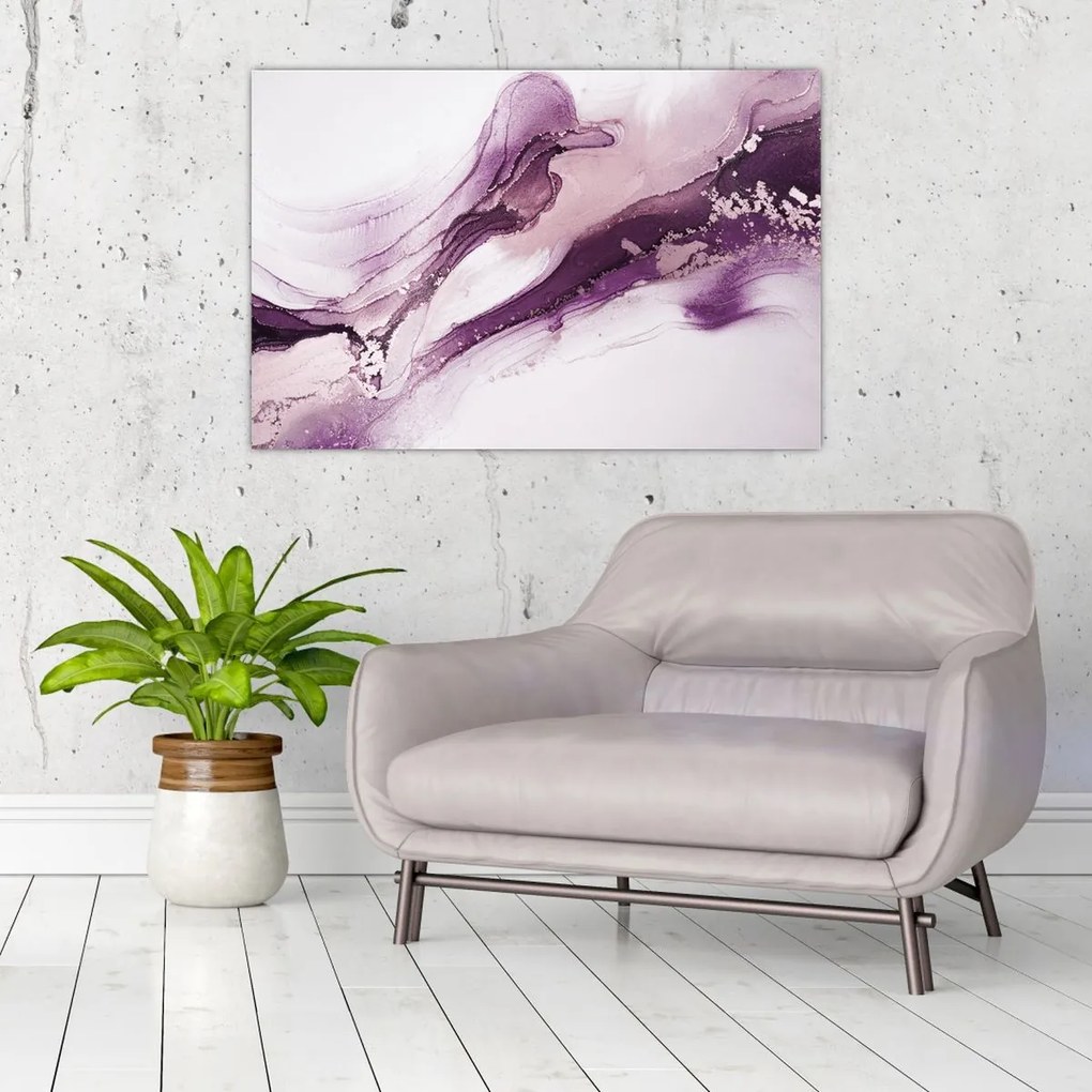 Tablou - Artă fluidă violet (90x60 cm)