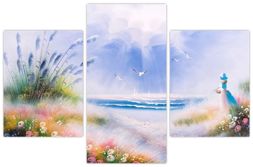 Tablou - Plaja romantică, pictură în ulei (90x60 cm)