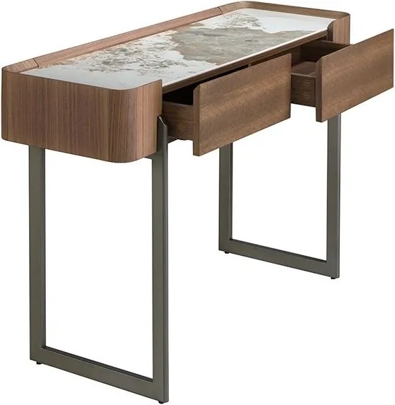 Consola 2 sertare deosebita design LUX Walnut-Marble