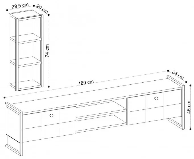 Ansamblu Comoda TV Paola Oak-Negru