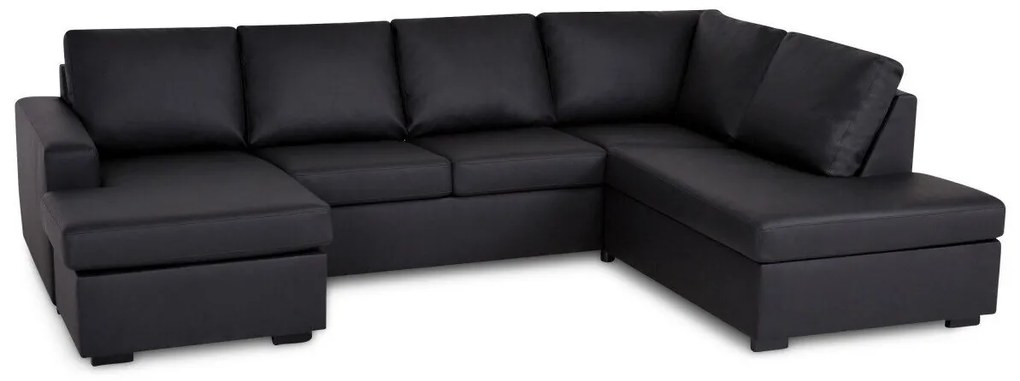 Colțar Scandinavian Choice C124Negru, 254x194x83cm, Picioare: Lemn