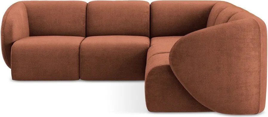 Colțar teracotă cu tapițerie din chenille Lani – Makamii