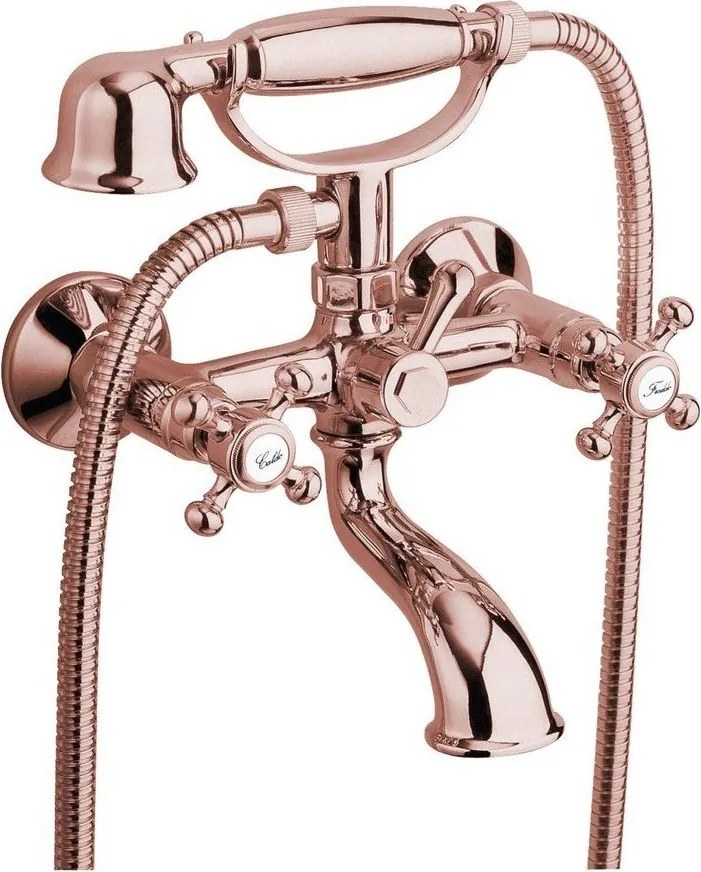 Baterie roz pentru cadă cu montare pe perete (2 ieșiri) Antea – Sapho