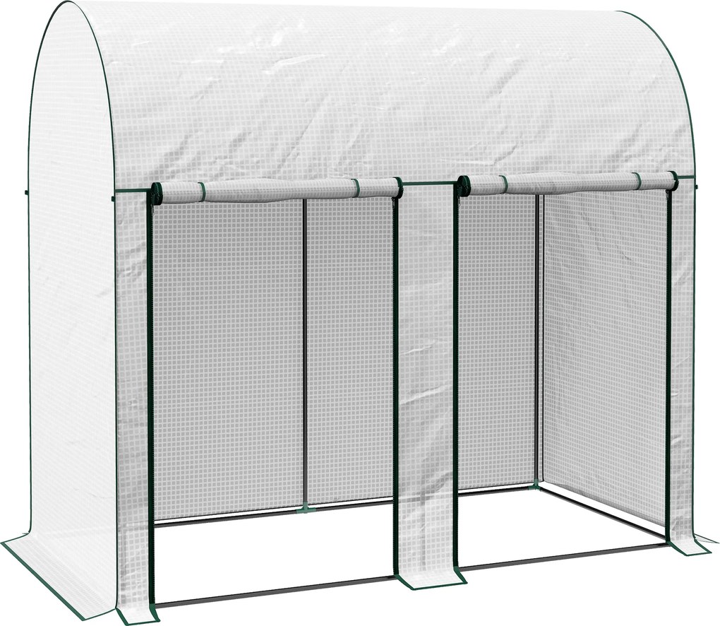 Outsunny Seră de Grădină, Seră pentru Plante cu 2 Uși Batante Rulante, Acoperire PE, Anti-UV, 2x1x1,78 m, Alb | Aosom Romania