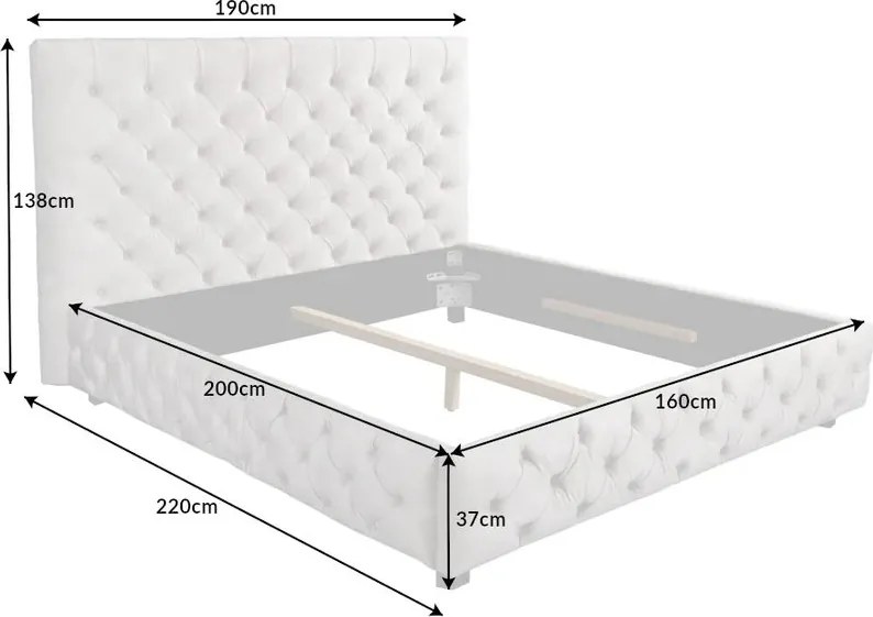 Pat elegant tapitat cu catifea sampanie, Paris 160x200cm A-6543106 VC