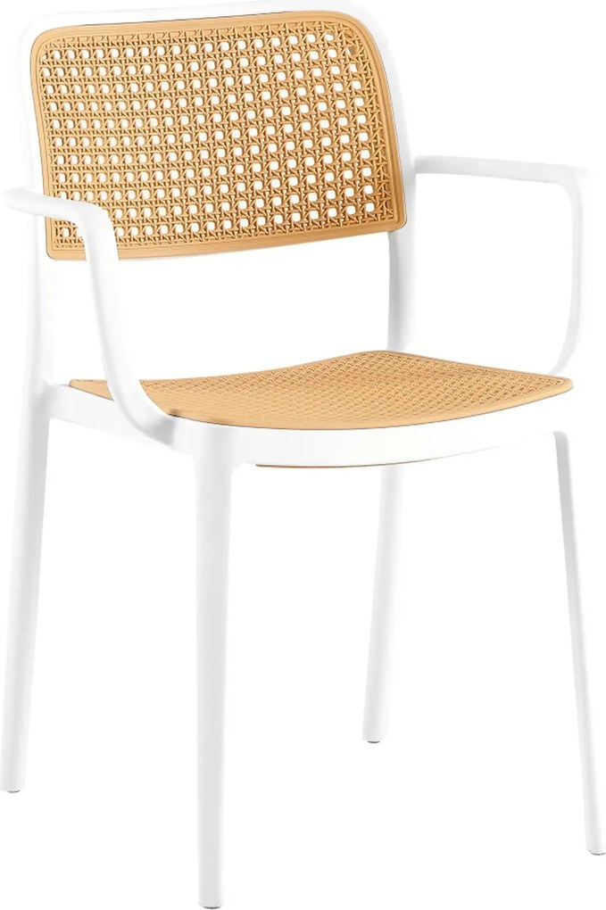 Scaun RAVID TIP 2, bej/alb, plastic, 58x55x82 cm