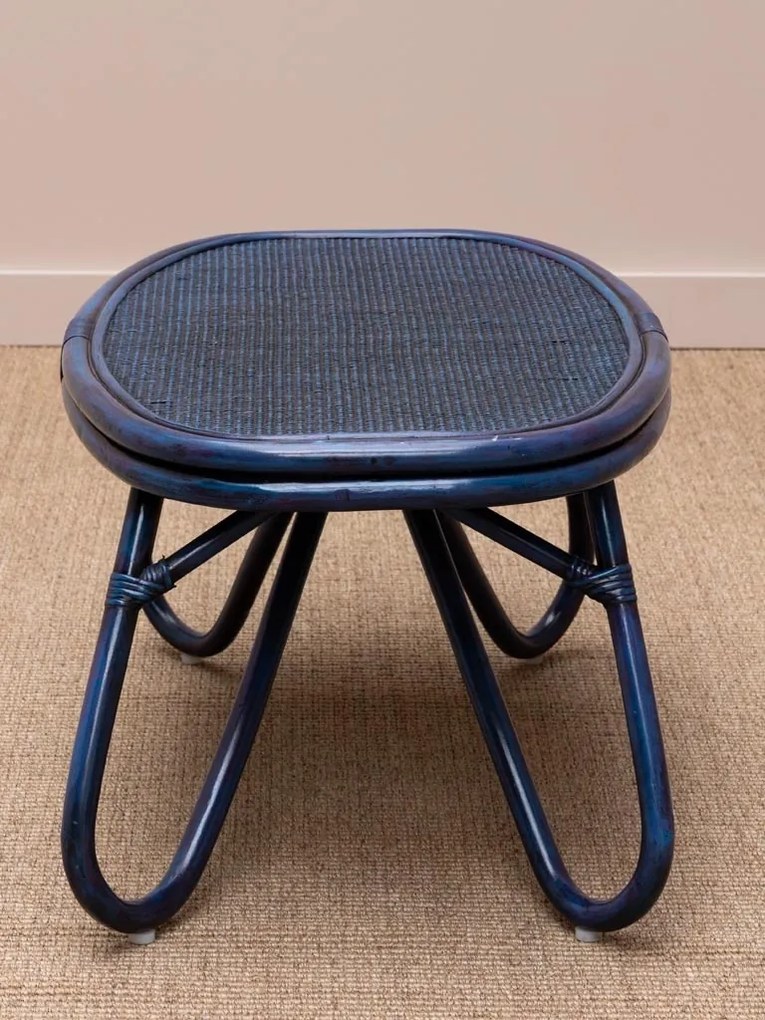Masuta de cafea din rattan, albastru, "Pigmento"