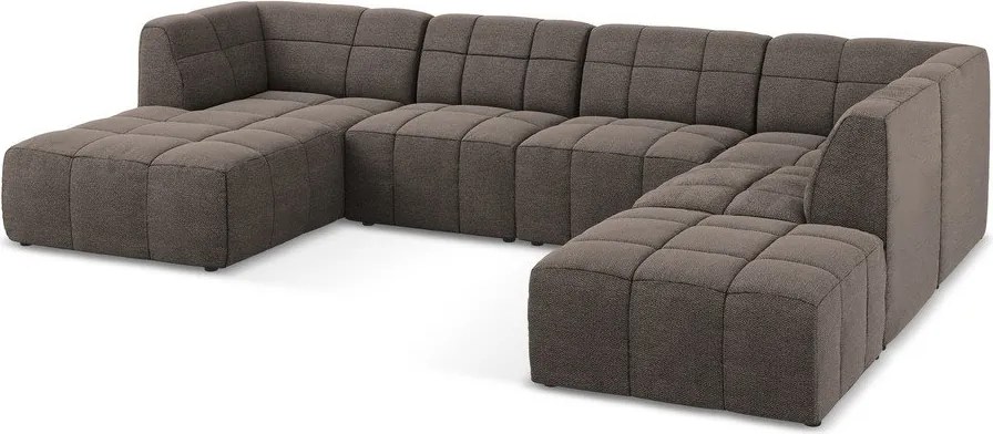 Colțar maro cu tapițerie din țesătură bouclé (în formă de "U") Aloha – Makamii