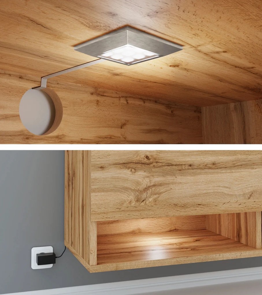 Masă TV/ Dulap Aldesia -100 (stejar wotan) (iluminat LED RGB color). 1058409