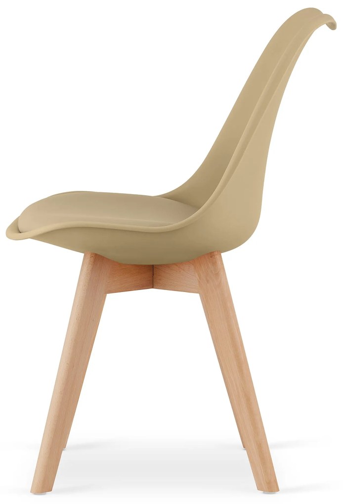 Set de masa 1 + 4, masa alba ADRIA 120x80 cm + scaun bej BALI MARK cu picioare din lemn de fag