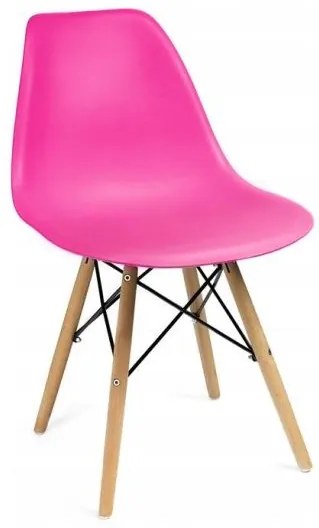 Scaun stil scandinav, plastic, lemn, roz, 45x55x79.5 cm, Eva