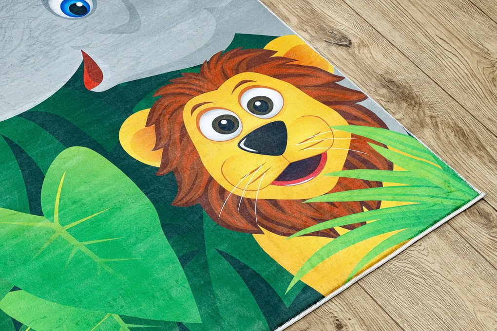 BAMBINO 2705 covor lavabil Animale, Africa pentru copii anti-alunecare - verde / maro