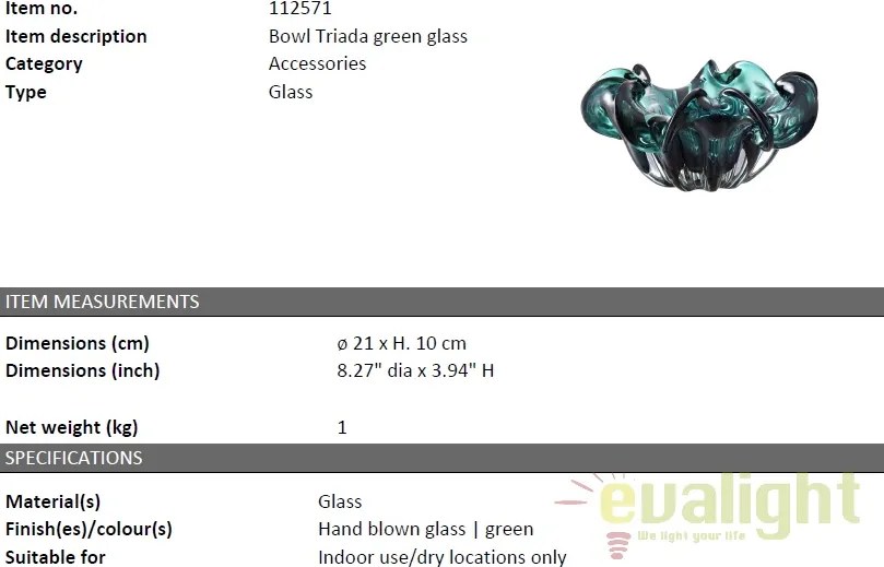 Vas decorativ design elegant Triada verde diam.21cm 112571 HZ