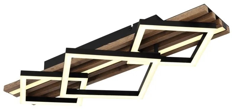 Plafoniera LED riflaj MDF cu efect de lemn OBRIEN
