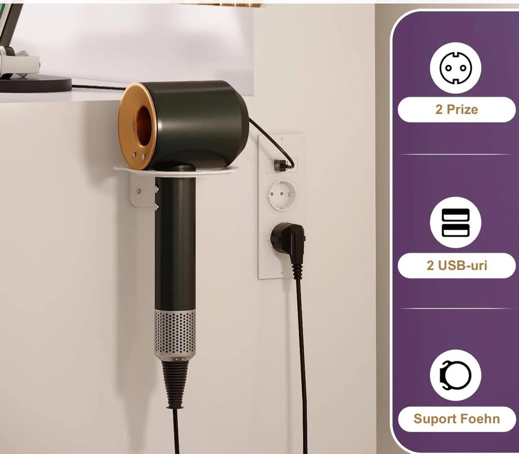 Masuta machiaj cu Oglinda LED si 5 Sertare pentru Cosmetice, Set Masa toaleta 120 cm, Alb, masuta cosmetica, vanity - SEA496