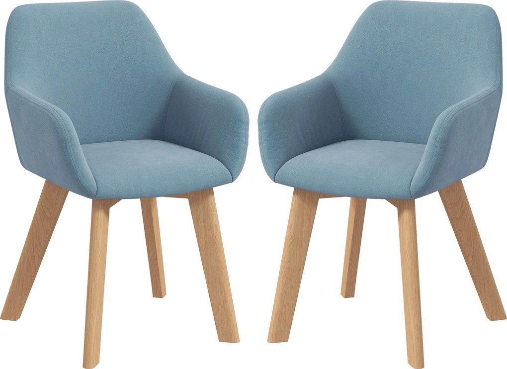 HOMCOM Set de 2 scaune pentru sufragerie Scaun Șezut căptușit în țesătură cu efect de catifea Picioare din lemn, albastru | Aosom Romania