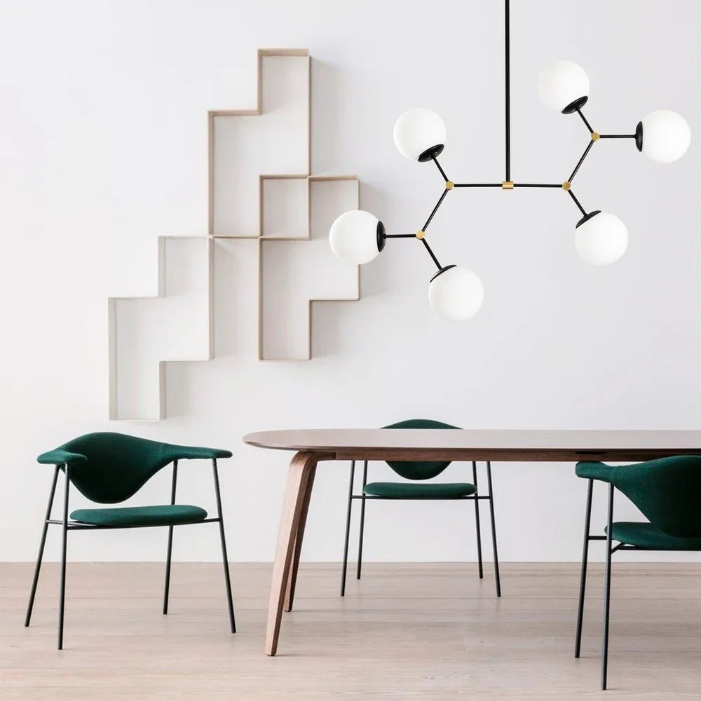 Lustră alb-negru cu abajur din sticlă Damar – Opviq lights