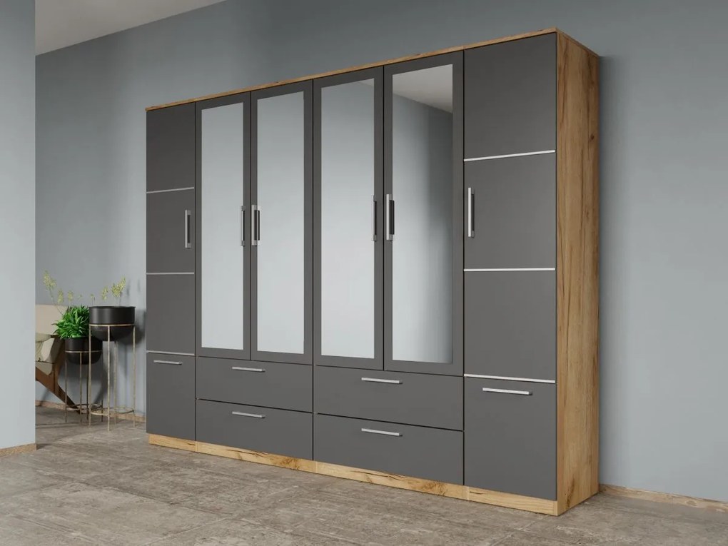 Set mobila dormitor 4 piese Gri/Stejar Adapto C20