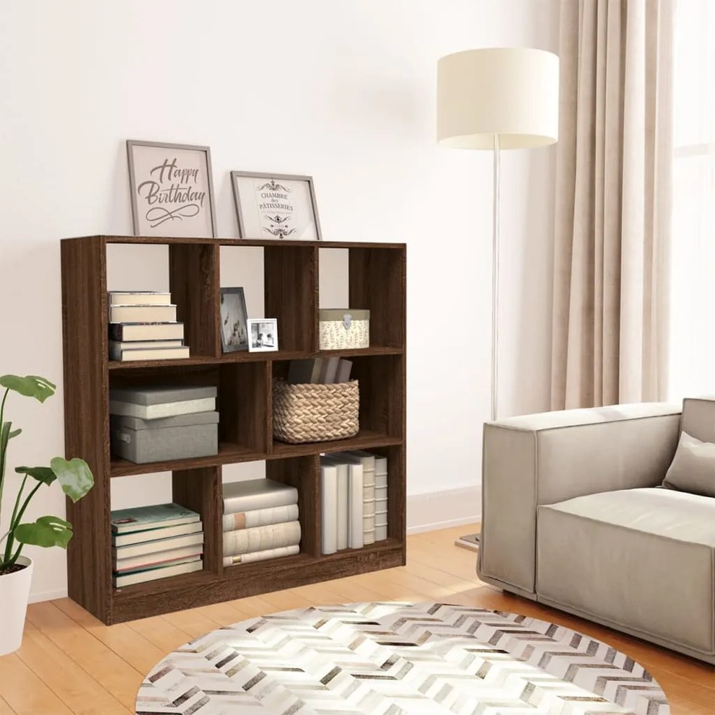 826380 vidaXL Bibliotecă, stejar maro, 97,5x29,5x100 cm, lemn prelucrat