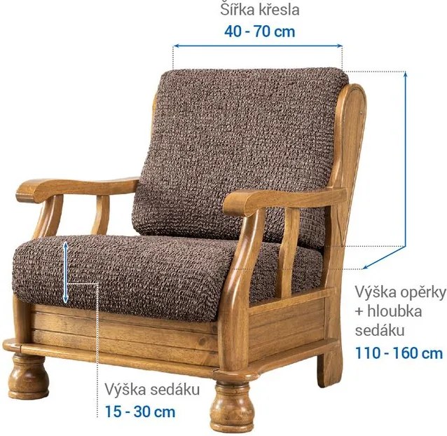 Gaico Huse bielastice VITTORIA maro fotoliu cu manere de lemn (l. 40 - 70 cm)