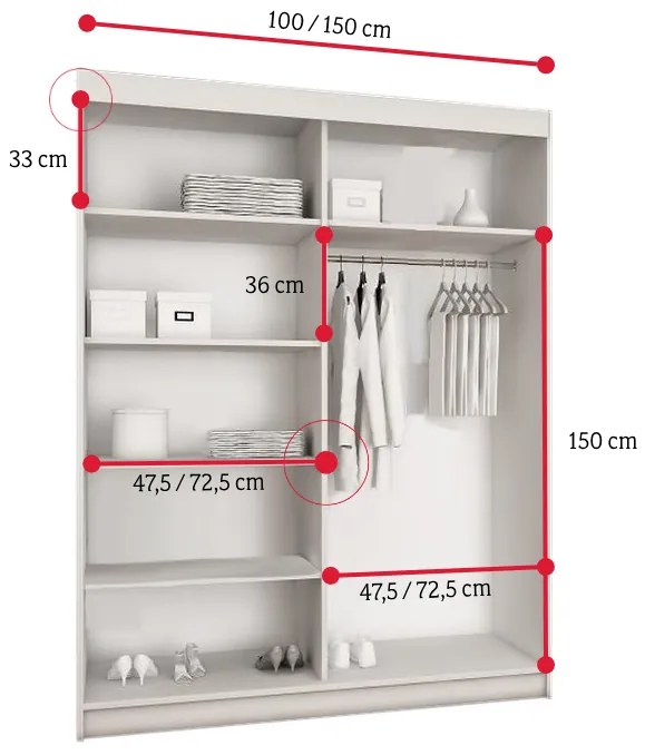 Supermobel Dulap cu usi glisante TOP 23, 250x200x62, sonoma