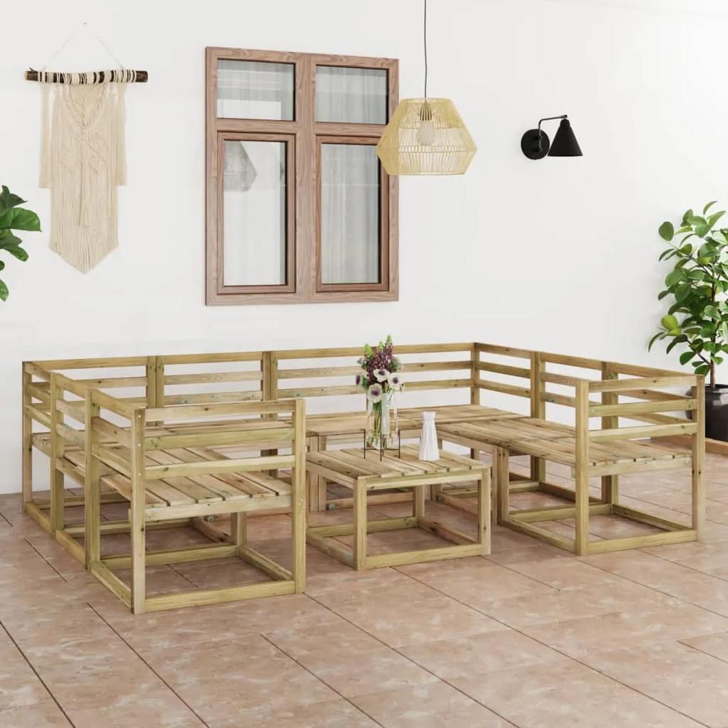 3065308 vidaXL Set mobilier de grădină, 9 piese, lemn de pin verde tratat