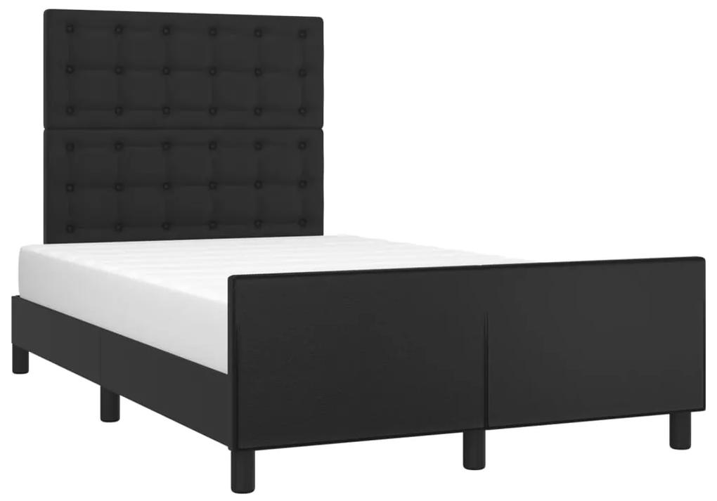 Cadru de pat cu tablie, negru, 120x200 cm, piele ecologica Negru, 120 x 200 cm, Nasturi de tapiterie