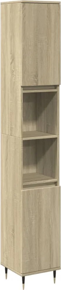 vidaXL Dulap de baie, stejar sonoma, 30x30x190 cm, lemn prelucrat
