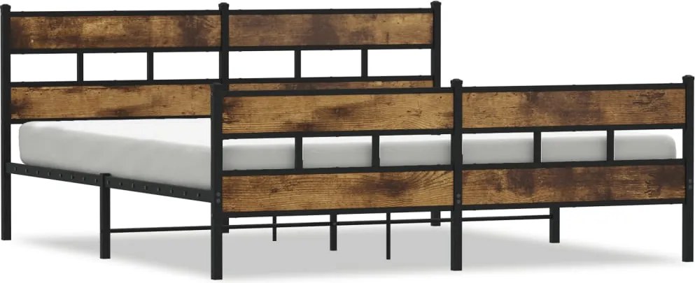 vidaXL Cadru pat metalic fără saltea, stejar fumuriu, 200x200 cm