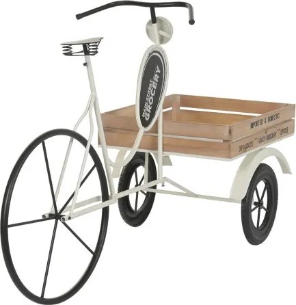 Stand decorativ din metal , cu 1 raft din lemn , "Retro Tricycle"