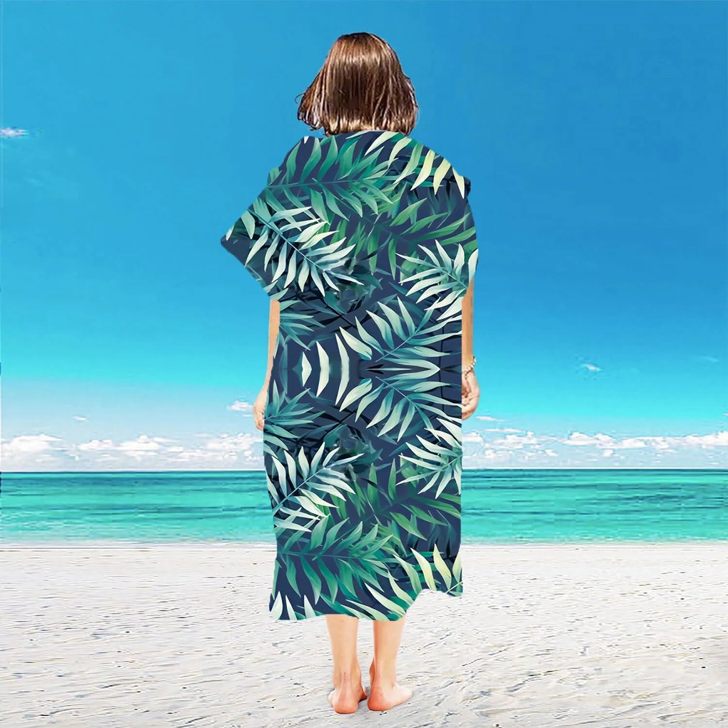 Poncho prosop de plaja BORNEO albastru inchis 80x145 cm