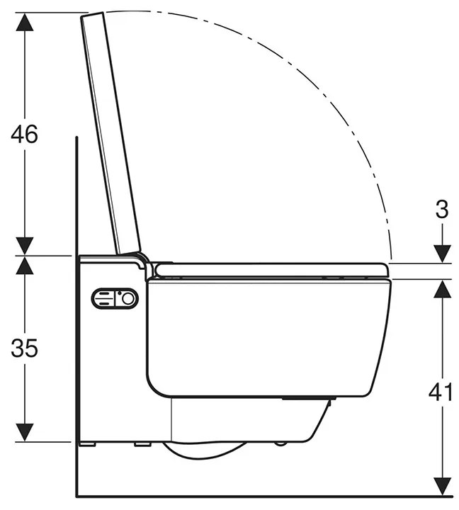 Set vas WC suspendat, Geberit, AquaClean Mera Comfort, rimless, capac cu funcție de bideu, alb/crom