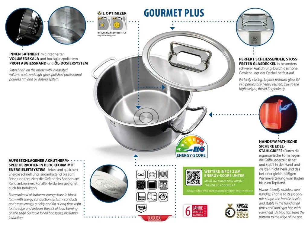Elo 40995 Set premium de 5 oale din oțelinoxidabil Gourmet Plus