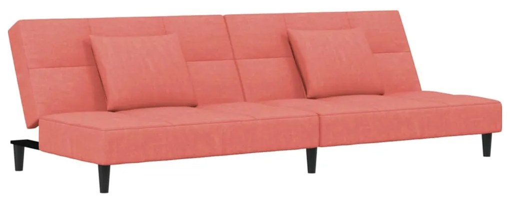 337444 vidaXL Canapea extensibilă cu 2 locuri, 2 perne, roz, catifea