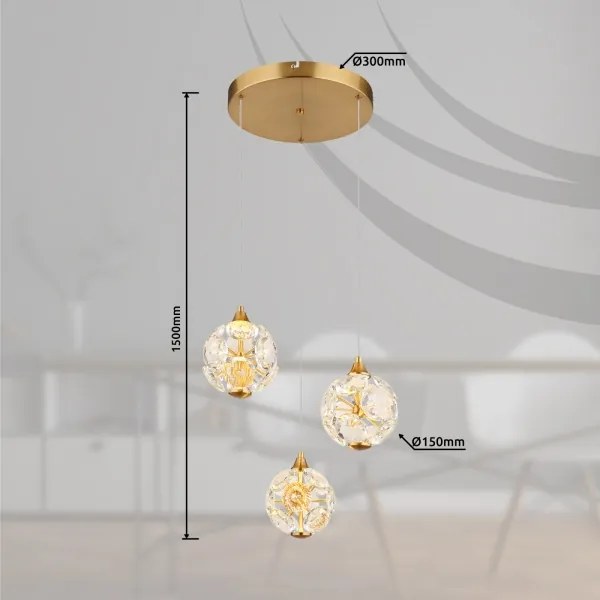 Globo 16047-3H - Lustră LED suspendată pe cablu VIRINA LED/24W/230V 3000K auriu