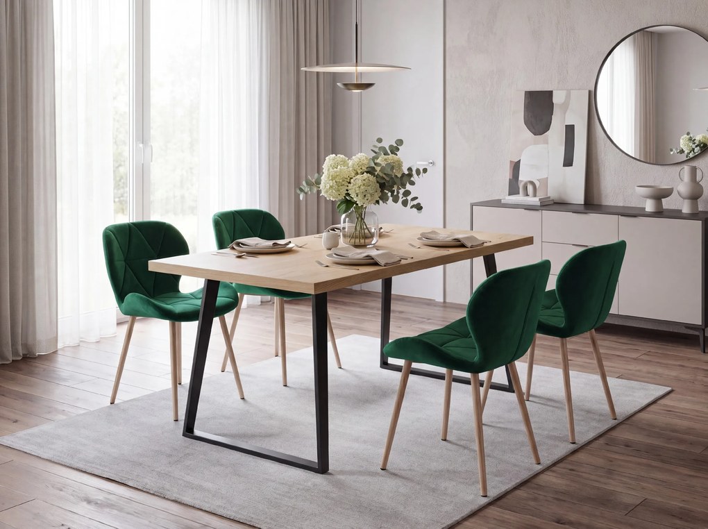 Scaun de dining MANGO VELVET, verde