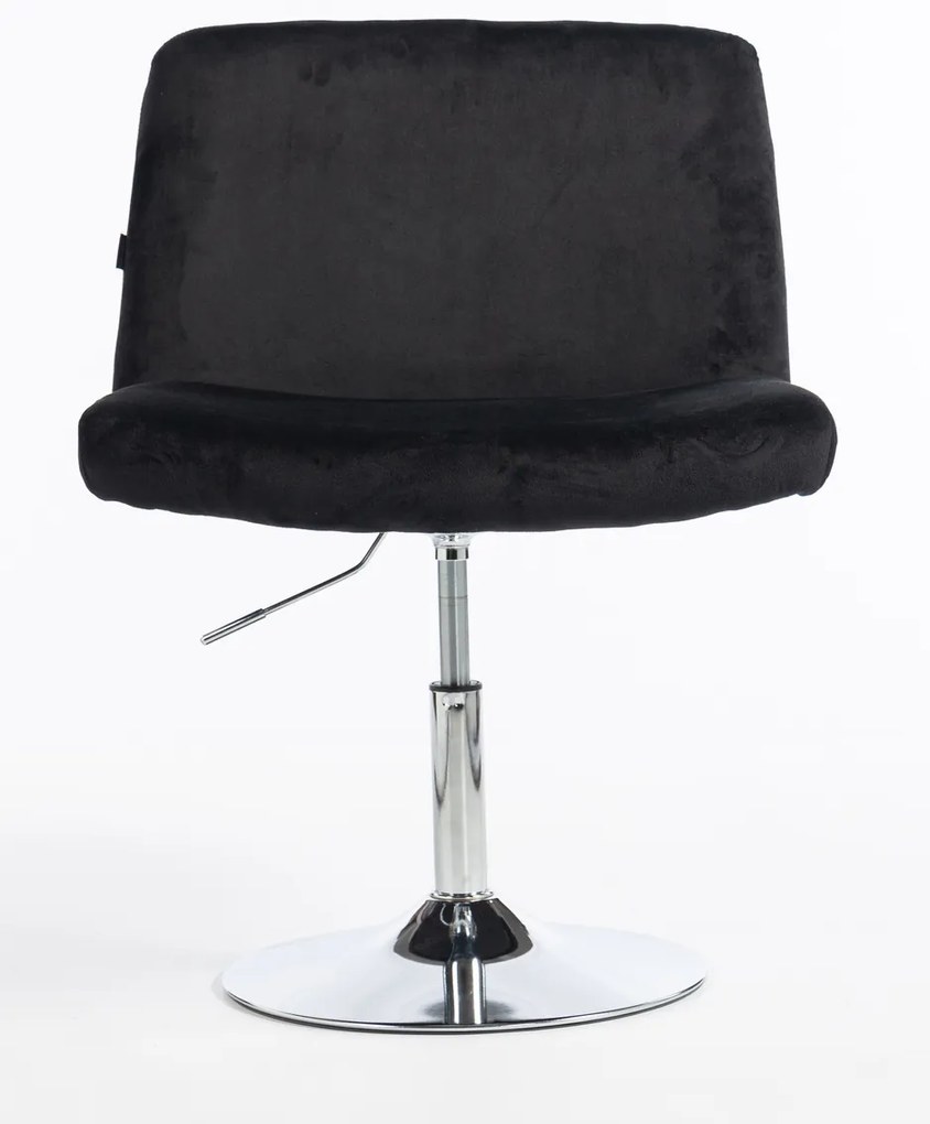 HR150N Scaun Neagră din Catifea cu Bază Cromata