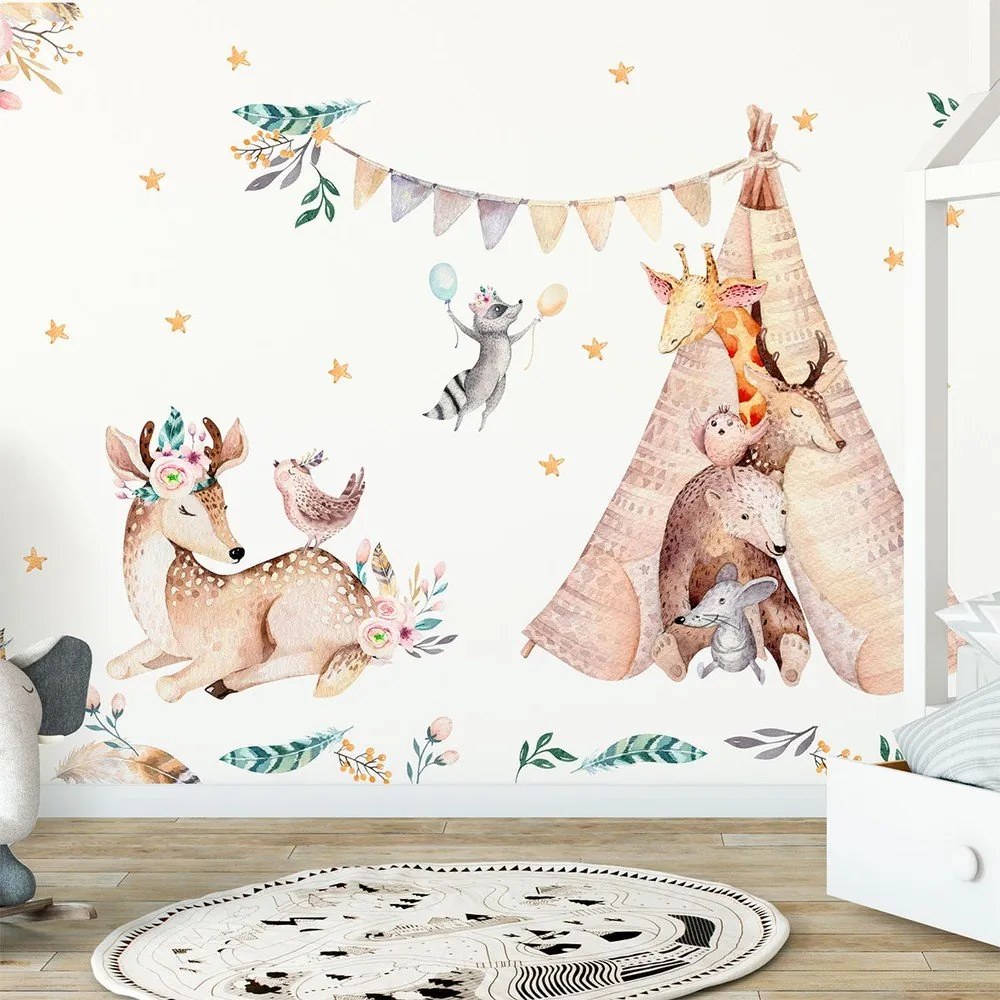 Autocolante de perete pentru camera copiilor Ambiance Rabbits Woodland