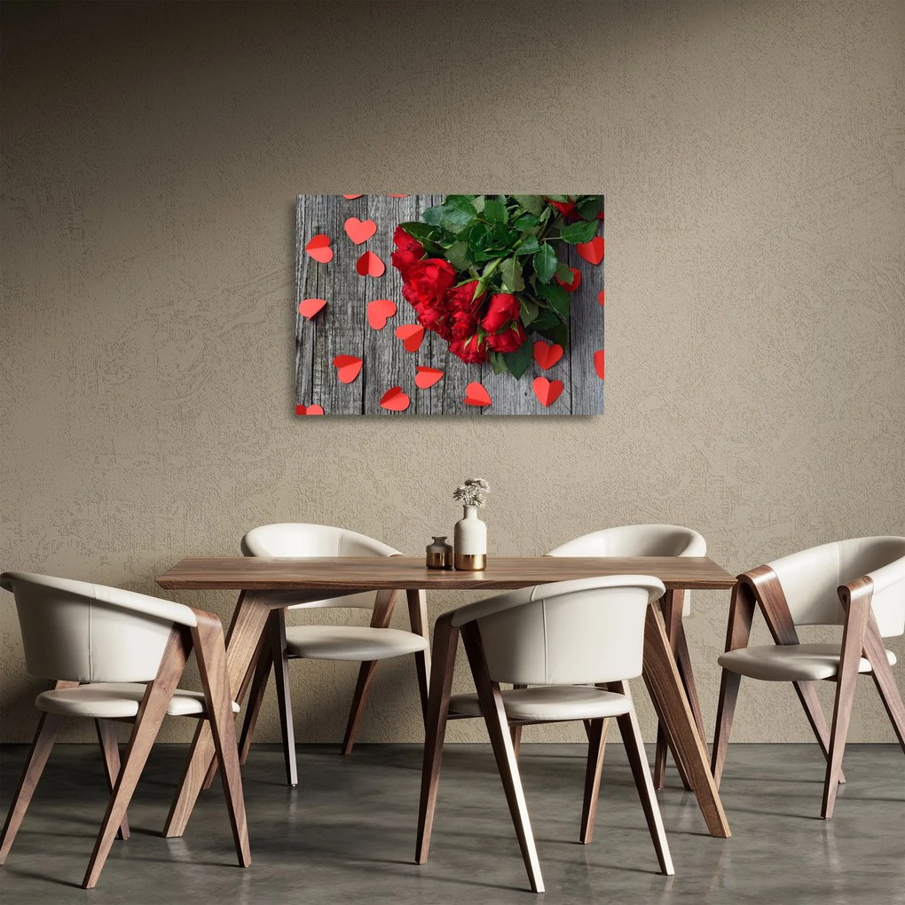 Tablou pe sticlă - cu buchet de flori (70x50 cm)