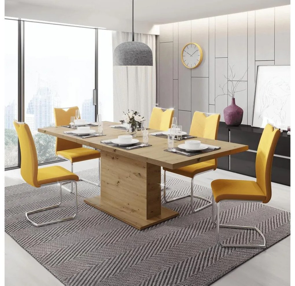 Masă de sufragerie extensibilă Bovata (stejar artisan) (pentru 6-8 persoane). 1097146