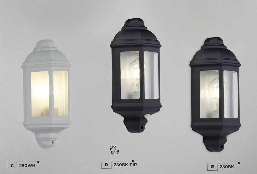 Aplica perete de exterior stil traditional IP44 Outdoor 280BK SRT