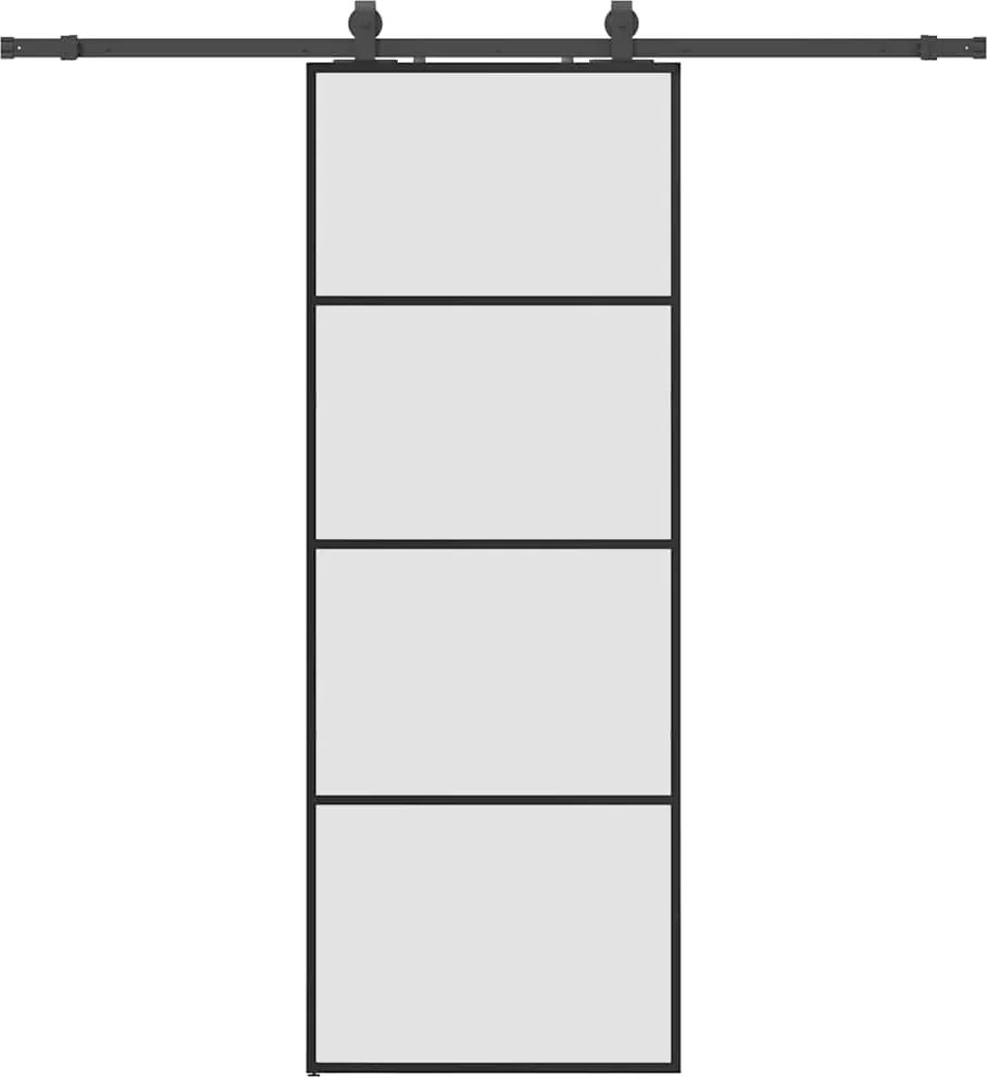 vidaXL Ușă glisantă cu set de feronerie neagră 76x205 cm Sticlă ESG