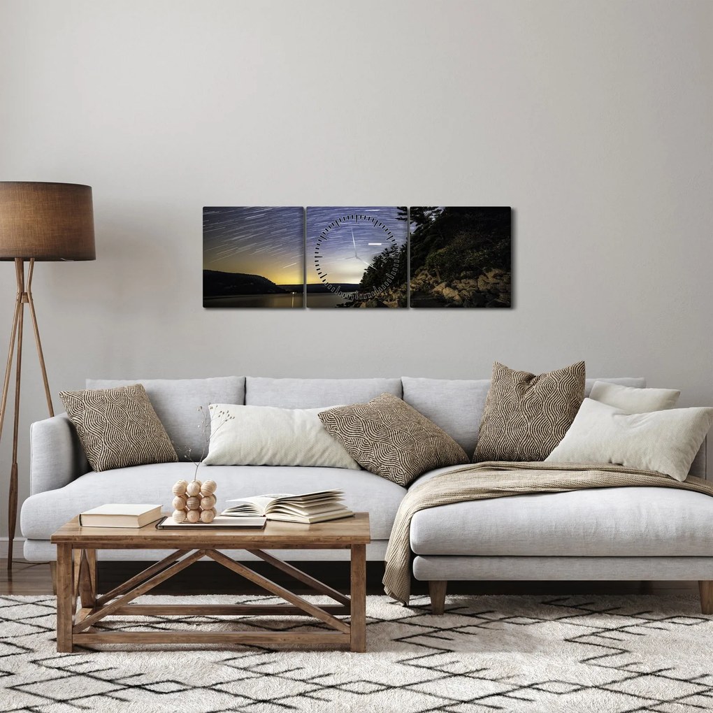 Tablou - cerul cu apus de soare (cu ceas) (90x30 cm)