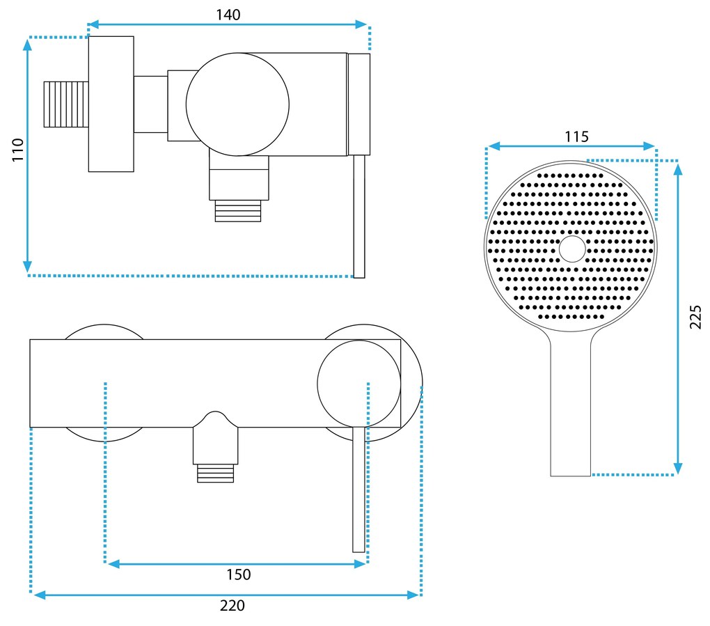 Baterie de duș REA Foss/Clif Brush Copper