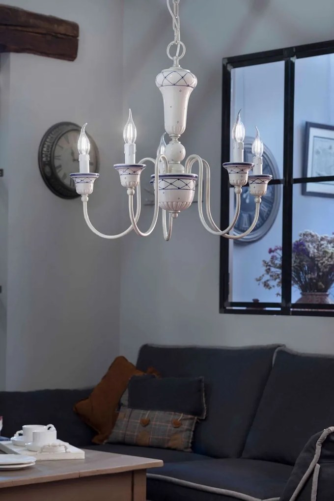 Candelabru clasic cu 5 brate realizat manual din ceramica SANREMO