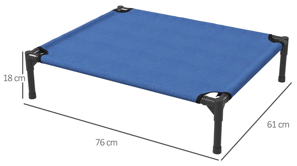 PawHut Pat Ridicat pentru Câini și Pisici cu Cadru Metalic, 76x61x18 cm, Albastru | Aosom Romania