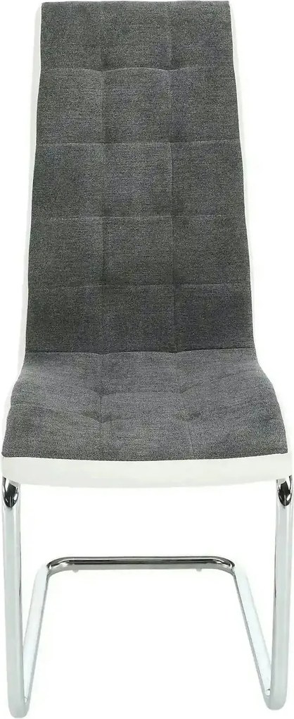 Scaun SALOMA NEW, gri/alb/crom, stofa clasica/piele ecologica/metal, 4