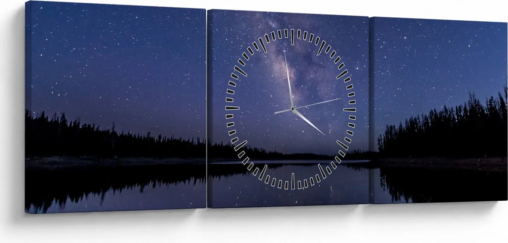 Tablou cu cerul nocturn (cu ceas) (90x30 cm)